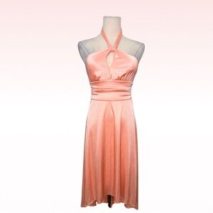 SPEECHLESS Y2K Orange Glitter Halter Dress (Sz S)